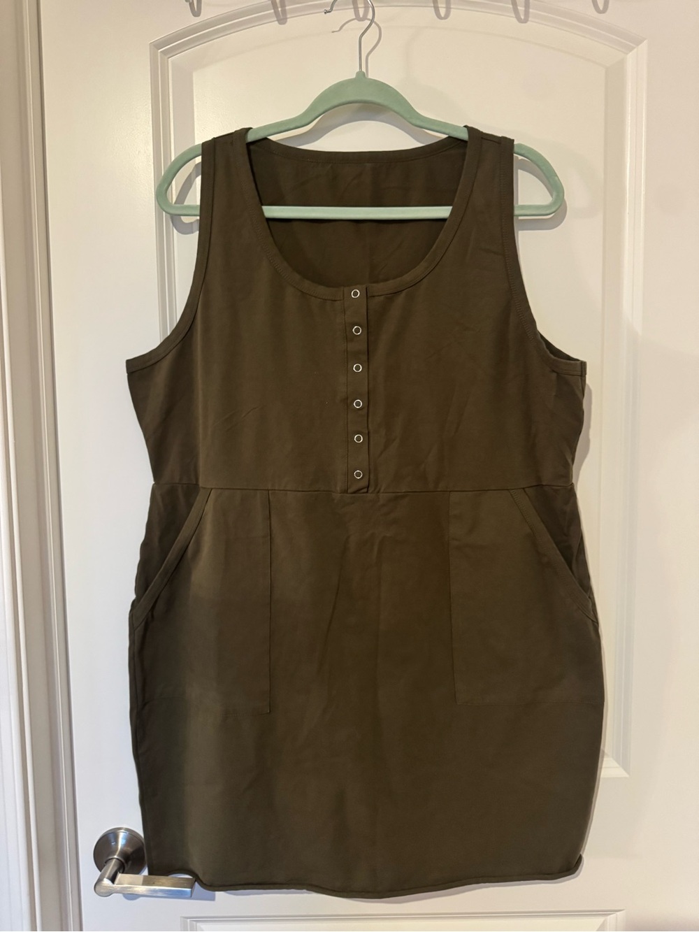 Amazon Olive Green Sleeveless Pocket Dress